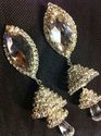 Indian Crystal Silver Platted Long Earrings Jumki 