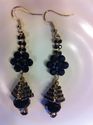 Indian Hot Black Long Flower Earrings Gold Platted