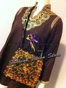 Pakistan Designer Cotton Dark Brown Top Blue Stone