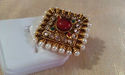 Indian Maroon Green Pearl Bridal Zarqonia Ring Cov