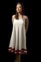 Designer Pure White Fabric with Red Satin Boarder 