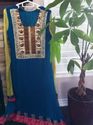 Pakistan Designer Blue Chiffon Banarasi Embroidery