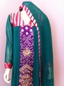 Pakistani Green Chiffon Purple Velvet Outfit Gold 