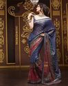Indian Blue Designer Saree Sequins Thread work