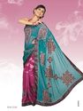 Bollywood Pink and Blue Contrast Heavy Embroided S