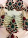 Pakistan Designer Pearl Zarqonia Red Green Bridal 