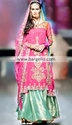 Cerise Pink Green Livia Sharara Crinkle Chiffon or
