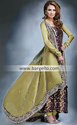 Pakistan Designer Khaki Purple Fiona Charmeuse Sil