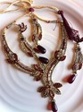 Antique Gold Platted Maroon Cubic Zarqonia Stone N