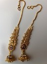 Indian Gold Platted Jumka Style Earrings Chain Sal