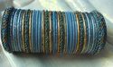 Indian Glass Lakh Bangle Sea Green  Golden  Party 