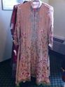 Pakistan Tan Chiffin Thread Silver Outfit Salwar N