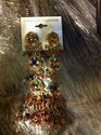 Indian Antique Gold Earring Pair Long New Colored 