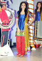 Indian Actress Anushka Sharma Blue Silk Mirror out