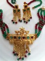 Indian Gold Platted Necklace Set Red Green Beads B