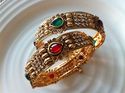 Indian Cuff Gold Platted Bangle Set Red Green New 
