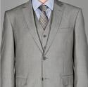 Bertolini Men's Grey Stripe Wool and Silk Blend Ve