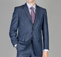 Bertolini Navy With Blue Stripe 2-Button Wool and 