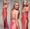 Coral Metallic Evening Dresses by Alyce Designs