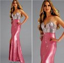 Pink and Silver Sequined Prom Dresses by Jovani 