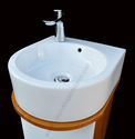 Vanity Sink 14" OAK WOOD CERAMIC small narrow mode