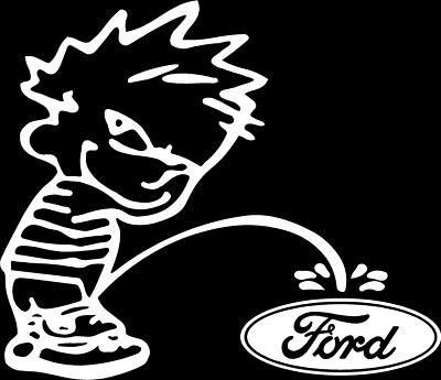 Boy peeing on ford sticker #8