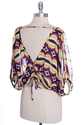 DRAWSTRING BACK MULTI COLOR PRINT CHIFFON TOP