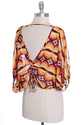 DRAWSTRING BACK MULTI COLOR PRINT CHIFFON TOP