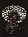 SILVER POMPOM HAIR AFRO LADY NAILHEAD DESIGN LONG 