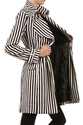 Striped, woven coat with belt detail, flap pockets