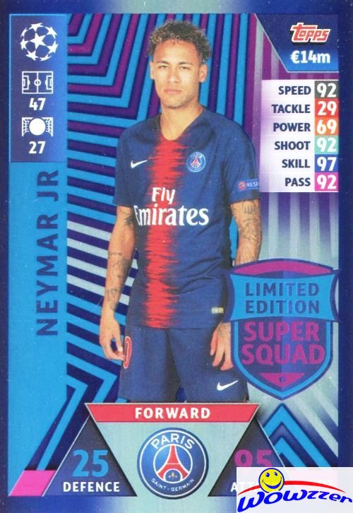 Neymar Jr Paris Saint Germain 201819 Topps Match Attax Cl Limited Edition Card Ebay 8029