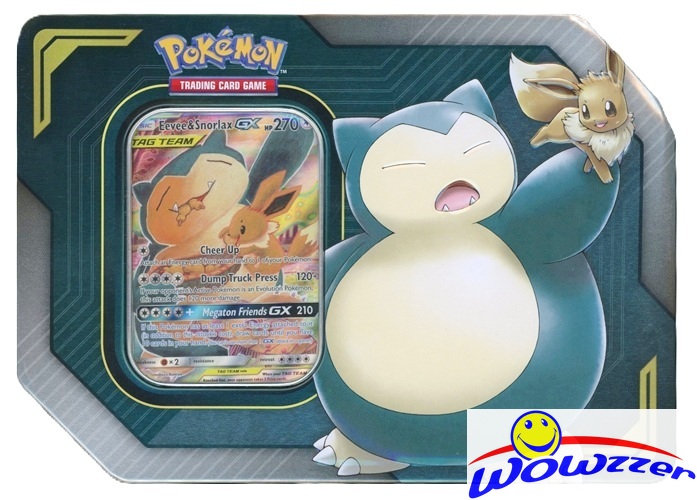 POKEMON Tag Team Eevee & Snorlax GX Opened Tin-2 Team UP Packs