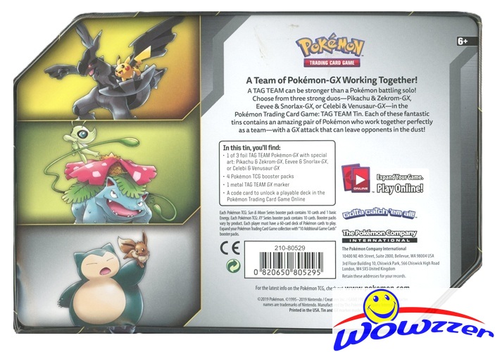 POKEMON Tag Team Eevee & Snorlax GX Opened Tin-2 Team UP Packs