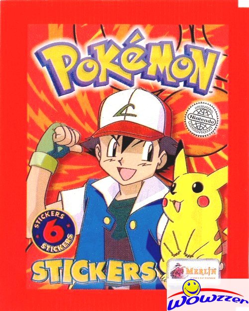 1999 Topps Merlin POKEMON Factory Sealed Pack-6 Mint Stickers