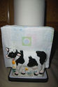 BLACK AND WHITE COW COUNTERTOP PAPER TOWEL HOLDER 