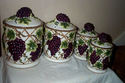 EXQUISITE 4PC.GRAPES CANISTER JAR SET HANDPAINTED 