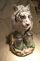 BEAUTIFUL WHITE TIGER SALT PEPPER HOLDER HANDPAINT