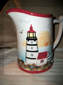 LIGHT HOUSE LARGE PITCHER W/ KITCHEN UTENSILS 4 CO