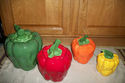 NEW BEAUTIFUL PEPPERS HANDPAINTED 4PC.SET CERAMIC 