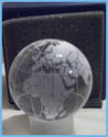 CRYSTAL GLASS PAPER WEIGHT WORLD GLOBE UNIQUE Etch