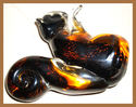 HAND BLOWN GLASS PAPER WEIGHT LARGE 6X51/2" BROWN 