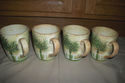 PALM TREE CERAMIC 4pc Set Large Coffee Tea or Soup