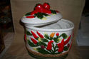 CHILI PEPPER COOKIE JAR HIGH END CERAMIC HANDPAINT