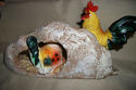 ROOSTER and HEN HANDPAINTED DECORATIVE COLORFUL CO