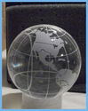 CRYSTAL GLASS PAPER WEIGHT WORLD GLOBE UNIQUE Etch