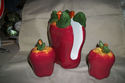 RED APPLES SALT PEPPER NAPKIN HOLDER 3PC TABLE SET