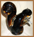 HAND BLOWN GLASS PAPER WEIGHT LARGE 6X51/2" BROWN 