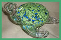 HAND BLOWN GLASS PAPER WEIGHT LARGE GREEN SEA TURT