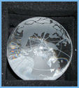 CRYSTAL GLASS PAPER WEIGHT WORLD GLOBE UNIQUE Etch