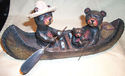 3 BLACK BEARS FISHING IN A BOAT Handpainted 10X5 X